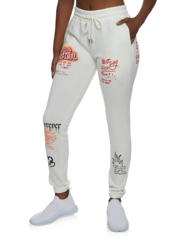 Graffiti Graphic Print Sweatpants sold by Rainbow