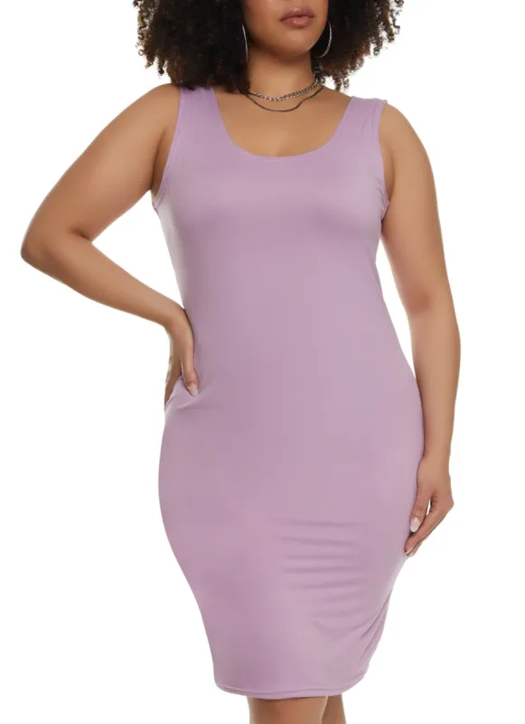 Plus Size Scoop Neck Tank Midi Dress sold by Rainbow