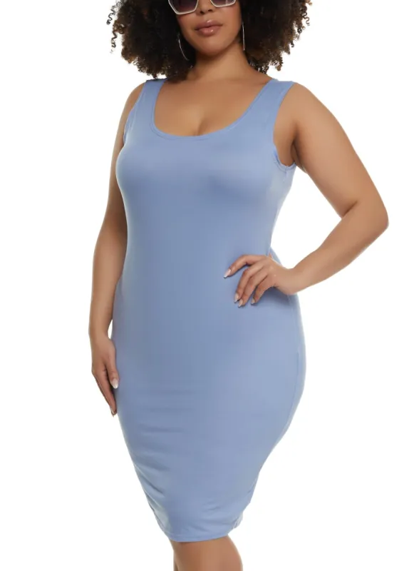 Plus Size Scoop Neck Tank Midi Dress sold by Rainbow