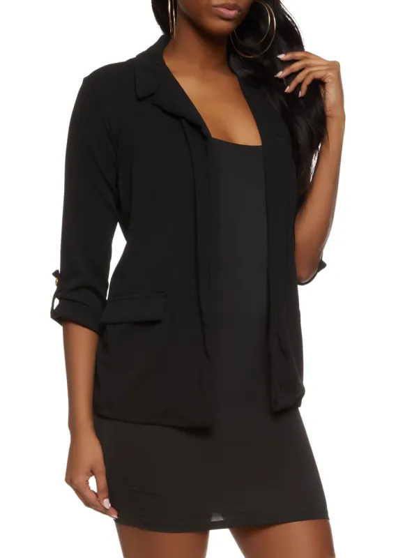 Crepe Knit Quarter Tabbed Sleeve Blazer sold by Rainbow