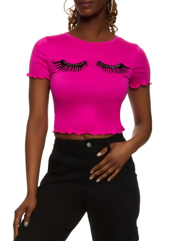 Rhinestone Graphic Crop Top sold by Rainbow