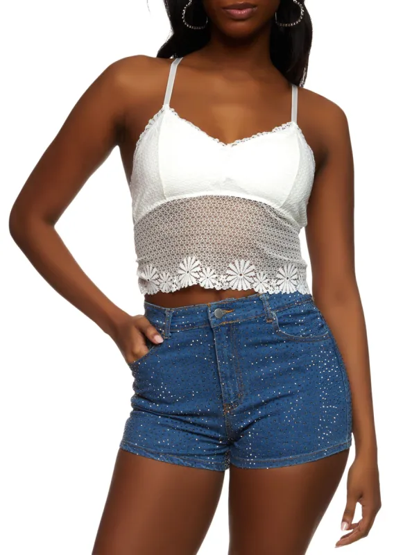 Floral Lace Trim Racerback Cami sold by Rainbow