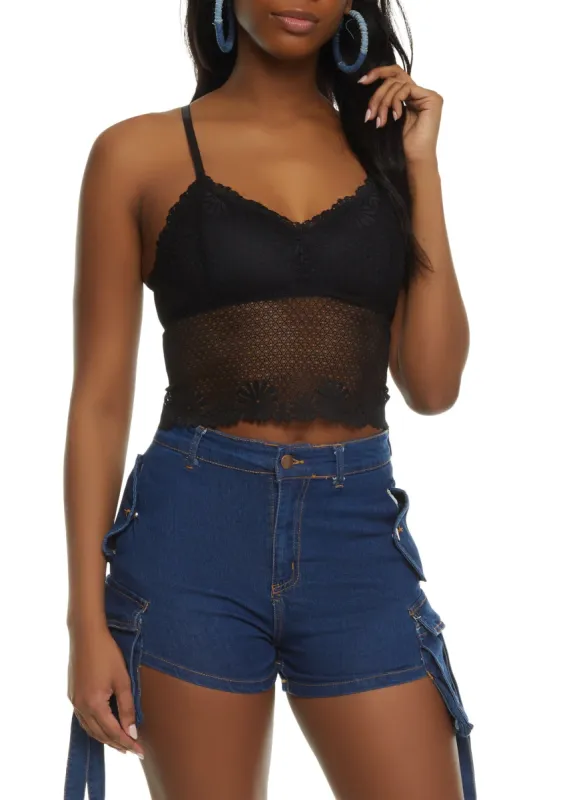 Floral Lace Trim Racerback Cami made by Rainbow
