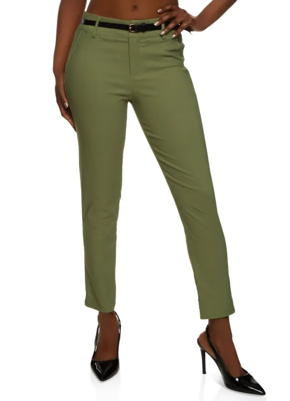 Belted Straight Leg Dress Pants made by Rainbow