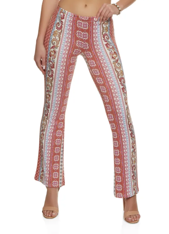 Mixed Print Boho Flare Pants sold by Rainbow