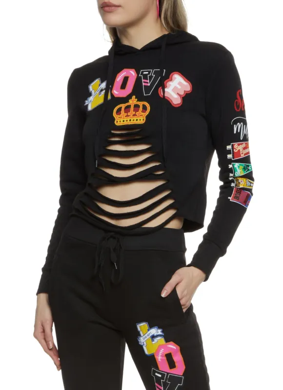 Slashed Love Graphic Hoodie sold by Rainbow