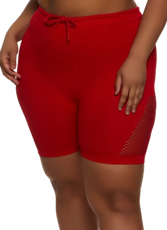 Plus Size Fishnet Laser Cut Shorts sold by Rainbow