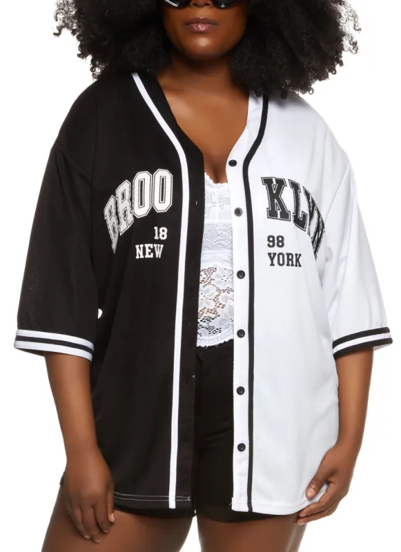 Plus Size Brooklyn 1898 Graphic Baseball Tee sold by Rainbow