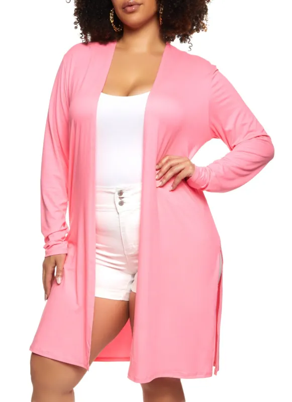 Plus Size Soft Knit Open Front Duster sold by Rainbow