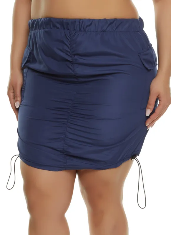 Plus Size Toggle Drawstring Hem Cargo Mini Skirt sold by Rainbow