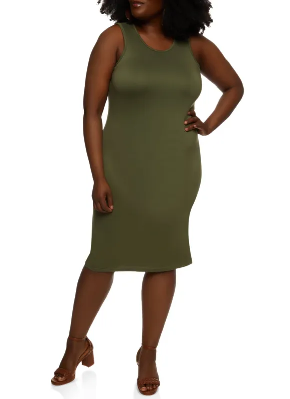 Plus Size Laser Cut Back Tank Dress sold by Rainbow