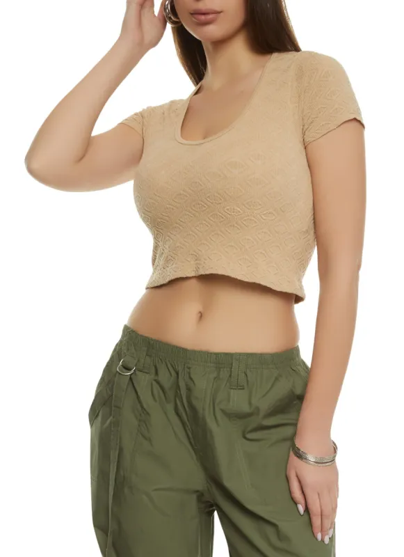 Seamless Textured Knit Crop Top sold by Rainbow