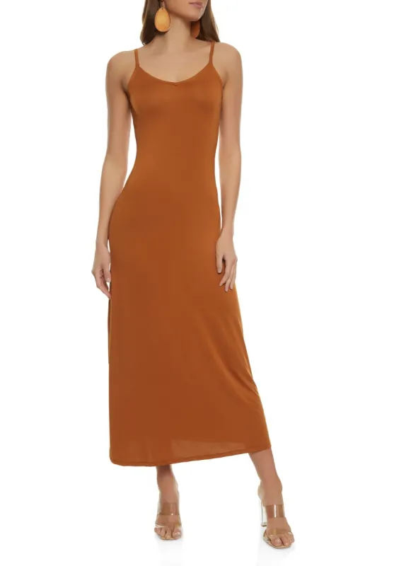 Solid V Neck Sleeveless Maxi Dress sold by Rainbow