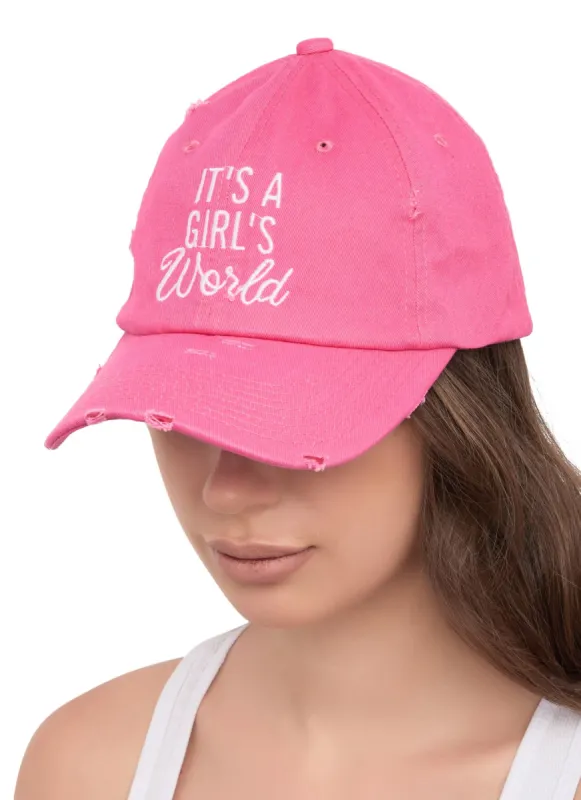 Distressed Embroidered Graphic Baseball Hat sold by Rainbow