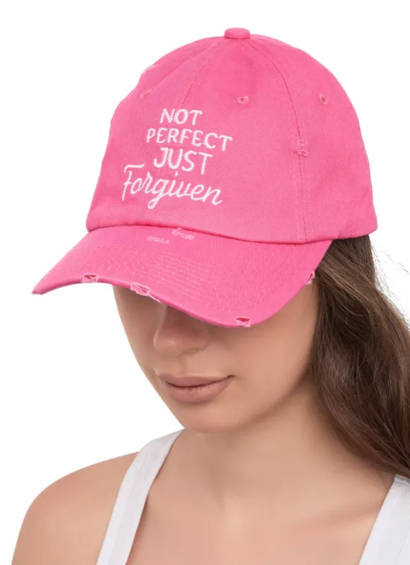 Not Perfect Distressed Baseball Hat sold by Rainbow