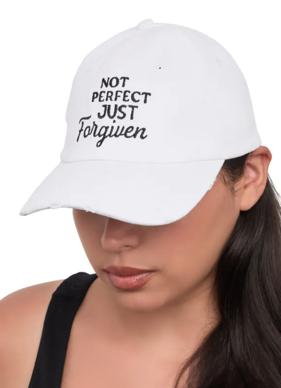 Not Perfect Distressed Baseball Hat sold by Rainbow