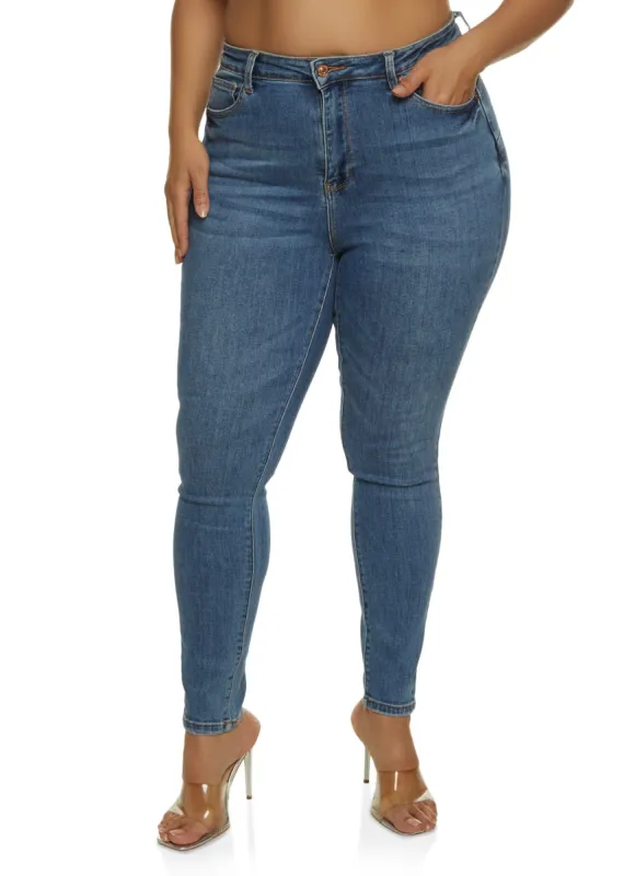 Plus Size WAX Whiskered High Waisted Jeans sold by Rainbow