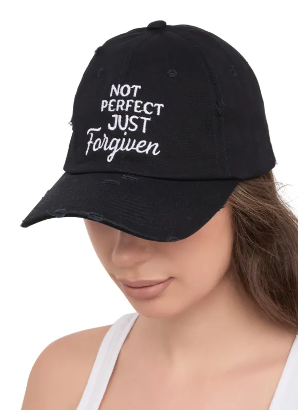 Not Perfect Distressed Baseball Hat sold by Rainbow