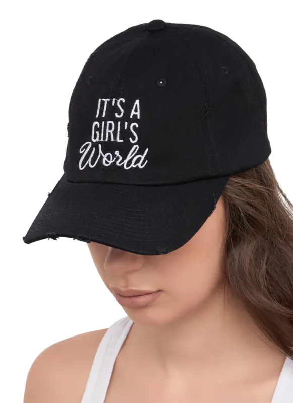 Distressed Embroidered Graphic Baseball Hat sold by Rainbow