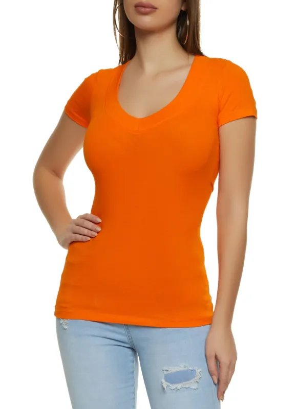Basic V Neck Short Sleeve Tee sold by Rainbow