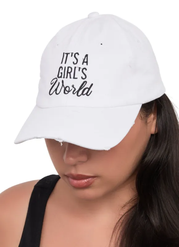 Distressed Embroidered Graphic Baseball Hat sold by Rainbow