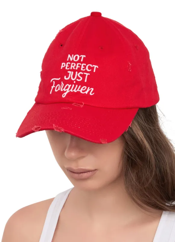 Not Perfect Distressed Baseball Hat sold by Rainbow