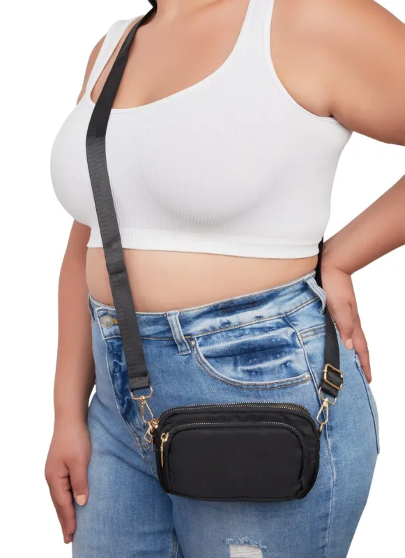 Nylon Double Zipper Crossbody Bag sold by Rainbow