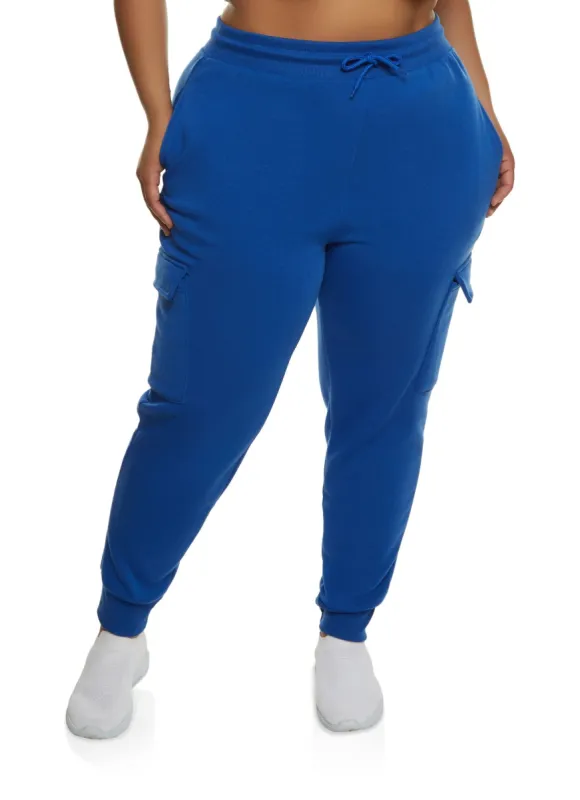 Plus Size Fleece Cargo Pocket Joggers sold by Rainbow