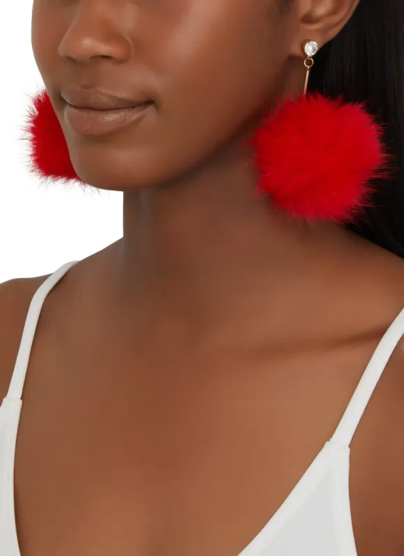 Pom Pom Drop Earrings sold by Rainbow