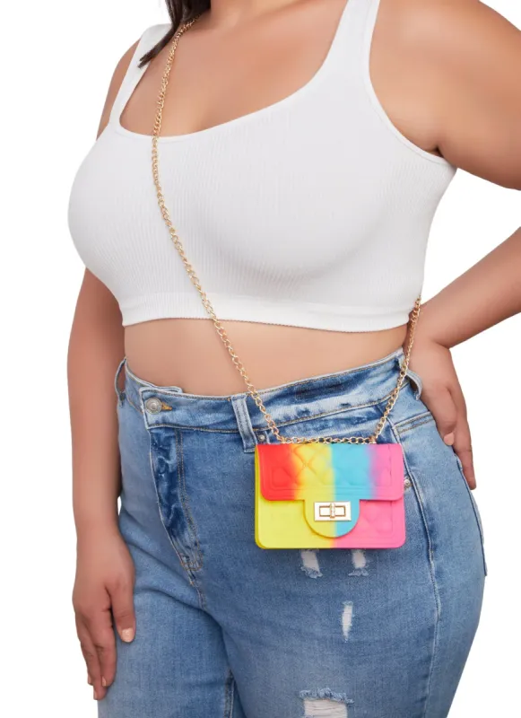 Jelly Rainbow Quilted Mini Crossbody Bag sold by Rainbow