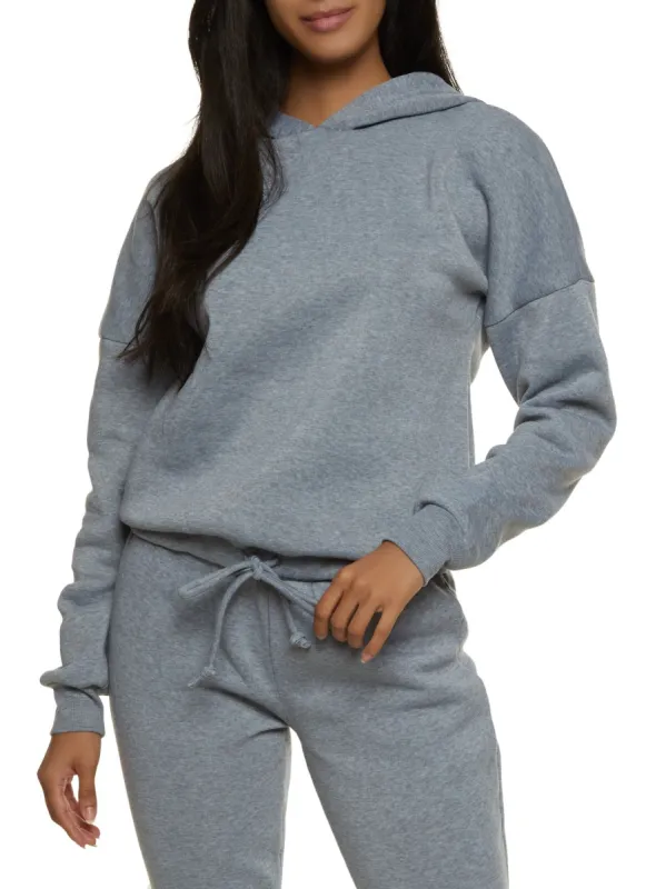 Drop Shoulder Drawstring Hem Pullover Hoodie sold by Rainbow