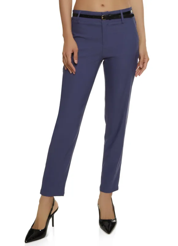 Twill Belted Ankle Dress Pants sold by Rainbow