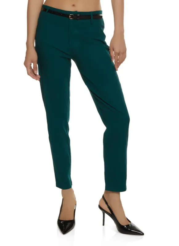 Twill Belted Ankle Dress Pants sold by Rainbow