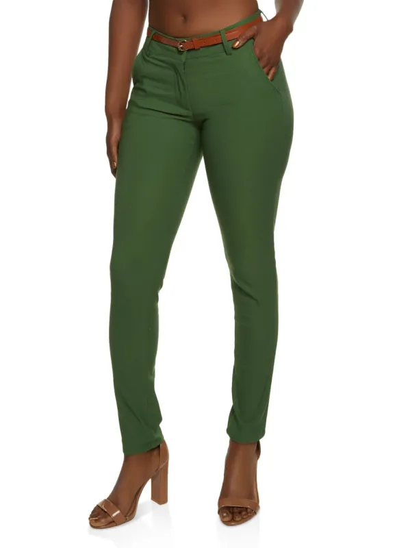 Crepe Knit Belted Dress Pants sold by Rainbow
