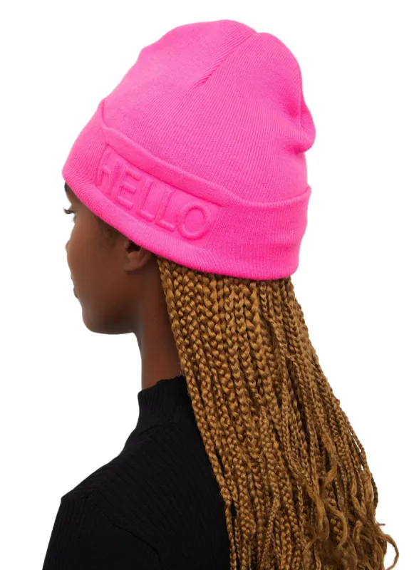 Hello Embossed Beanie sold by Rainbow