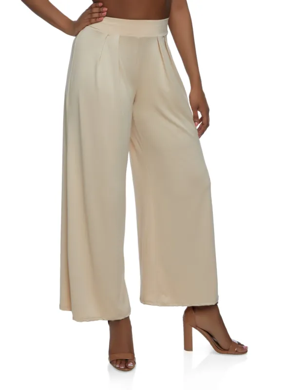 Soft Knit Pleated Waist Wide Leg Pants sold by Rainbow