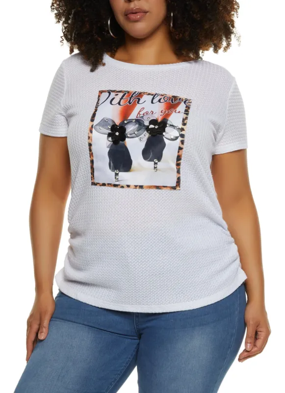 Plus Size With Love Patch Graphic Tee sold by Rainbow