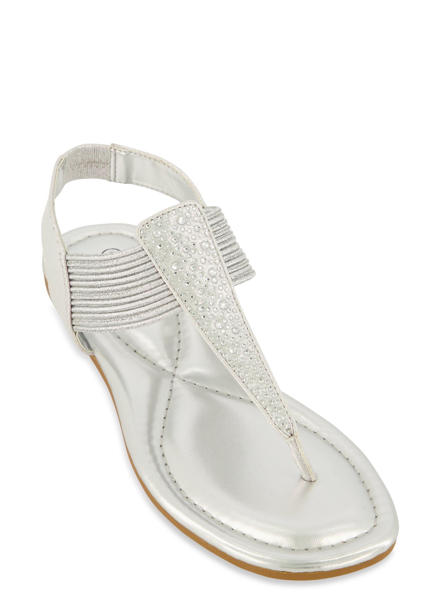 Elastic Band Rhinestone Thong Sandals sold by Rainbow
