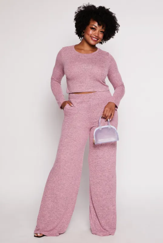 Plus Size Brush Knit High Waist Pants sold by Rainbow