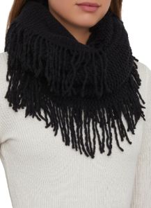 Fringe Knit Infinity Scarf sold by Rainbow