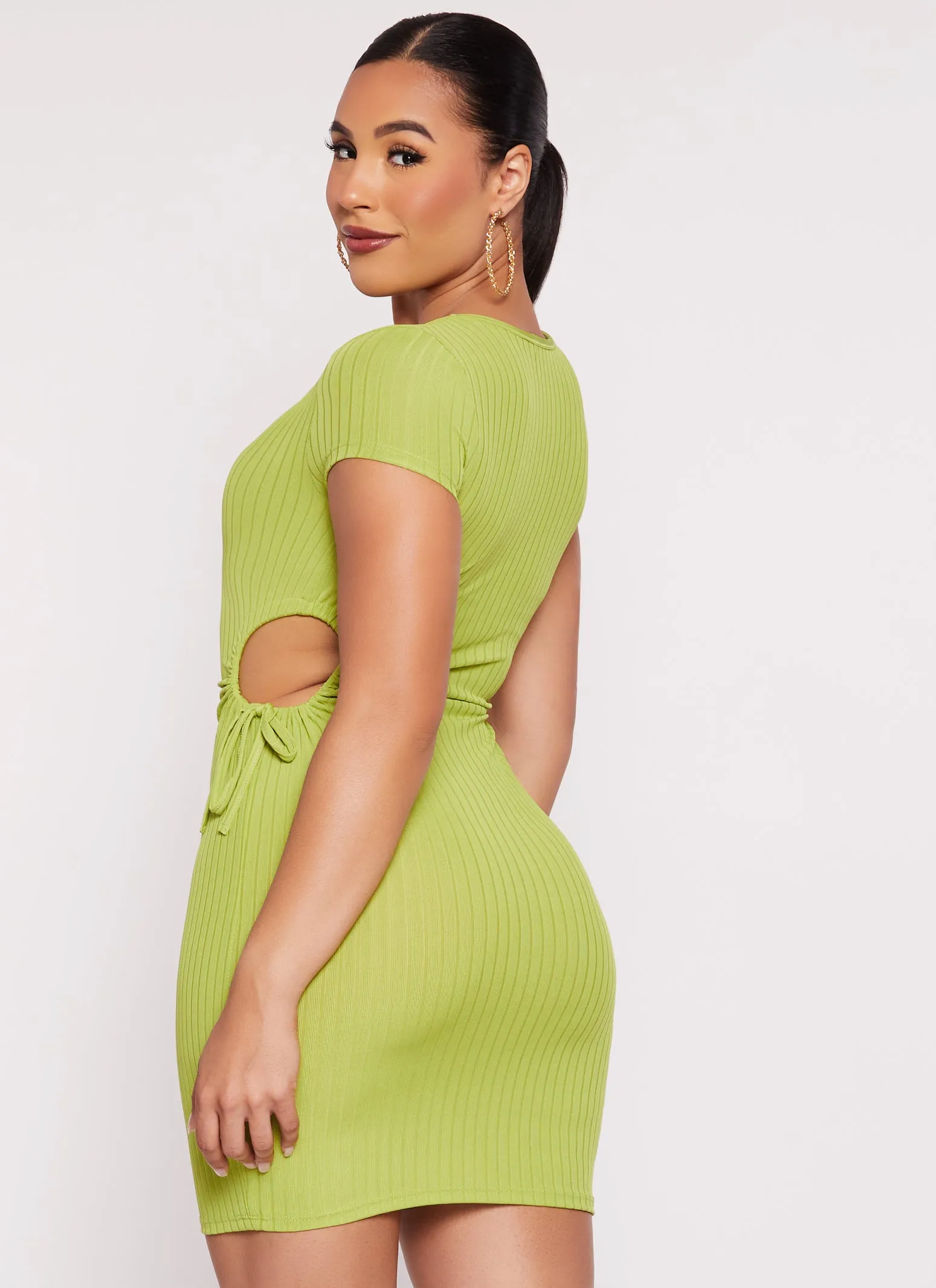 Drawstring Side Cut Out Waist T Shirt Dress sold by Rainbow product image thumbnail 3