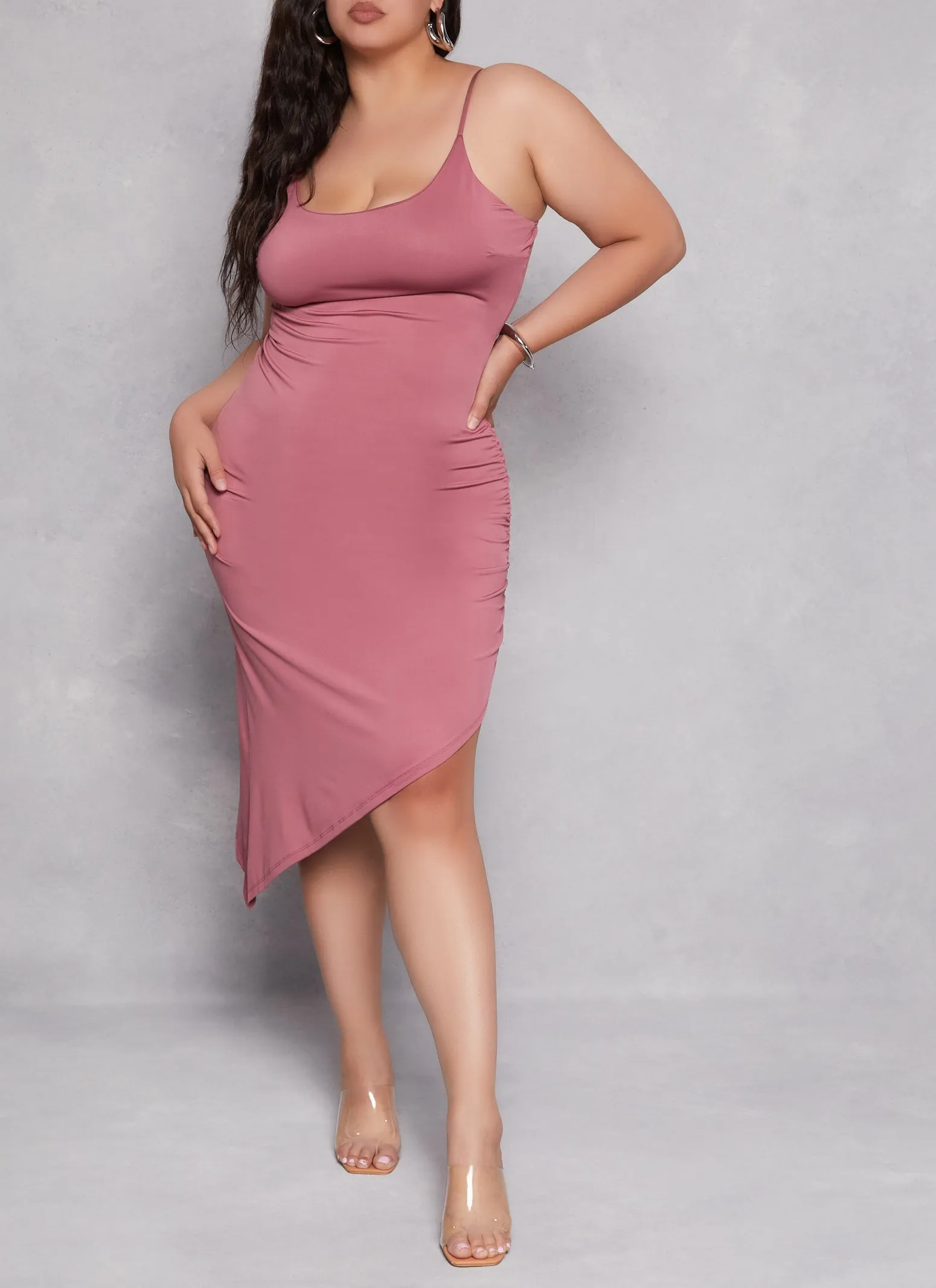 Plus Size Scoop Neck Asymmetrical Hem Cami Dress sold by Rainbow product image thumbnail 2