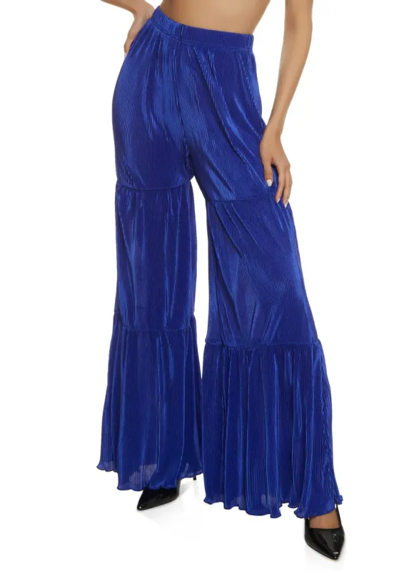 Plisse Tiered Wide Leg Pants sold by Rainbow