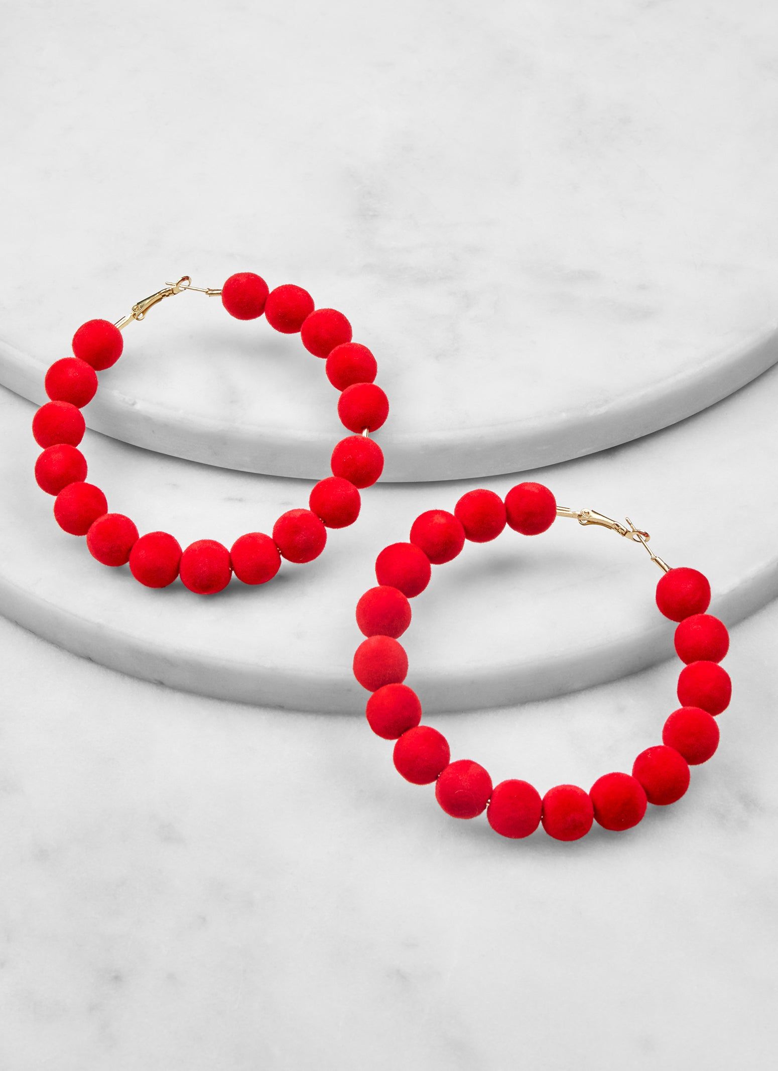 Velvet Beaded Hoop Earrings sold by Rainbow product image thumbnail 2