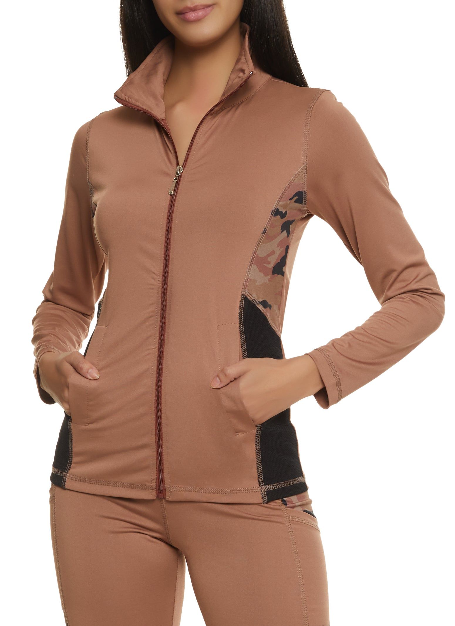 Color Block Camo Detail Track Jacket sold by Rainbow