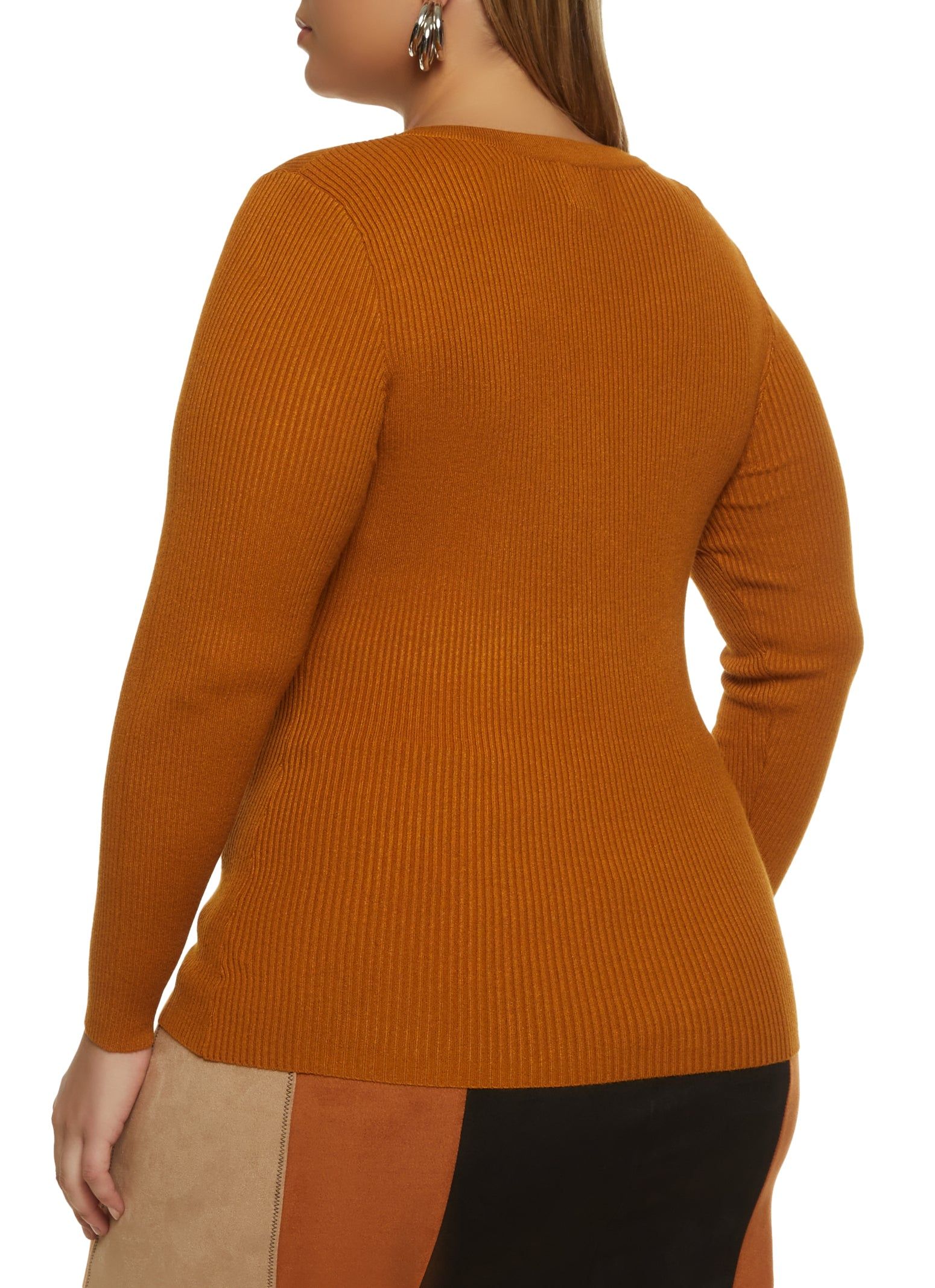 Plus Size Snap Button Ribbed Knit Sweater sold by Rainbow product image thumbnail 2