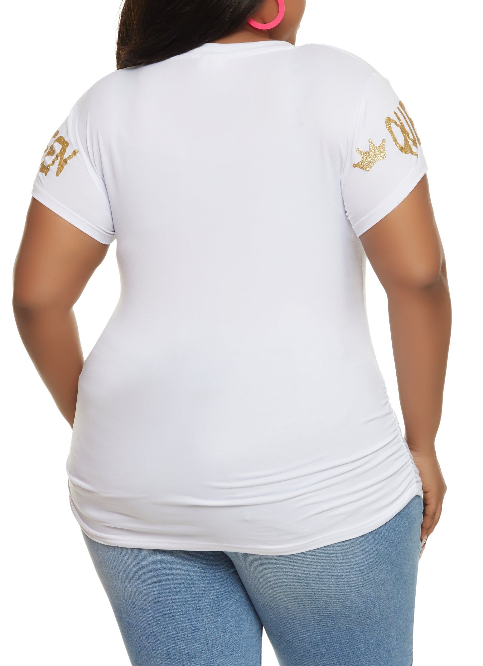Plus Size Glitter Short Sleeve Queen Graphic Tee sold by Rainbow product image thumbnail 2