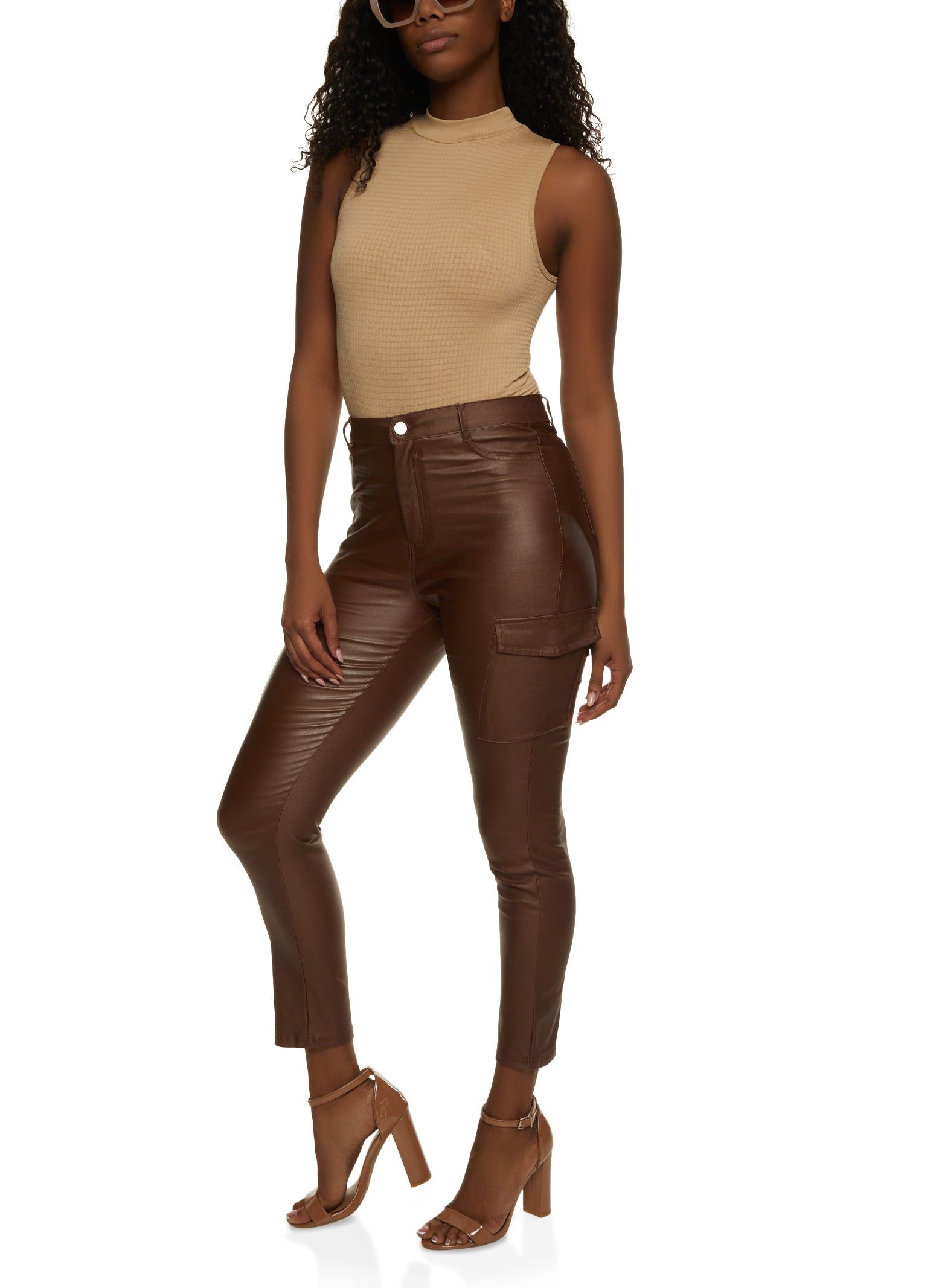Faux Leather Cargo Pocket Skinny Pants sold by Rainbow product image thumbnail 2
