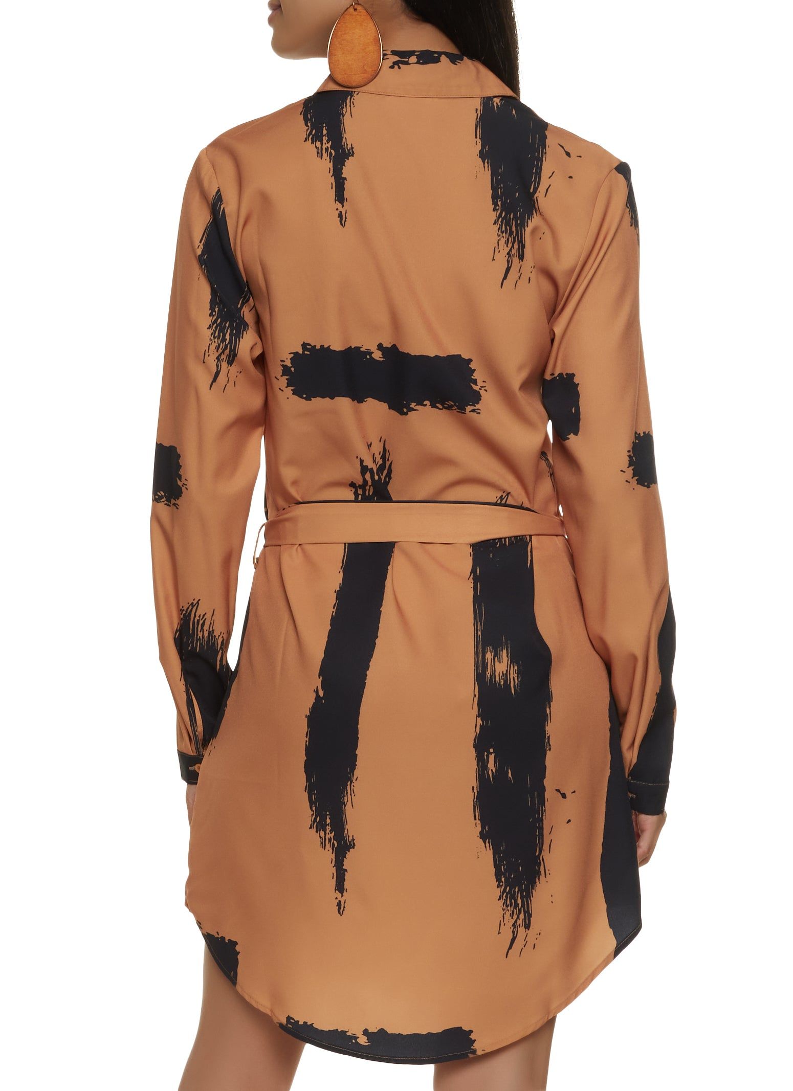 Printed Tie Waist Belted Shirt Dress sold by Rainbow product image thumbnail 3