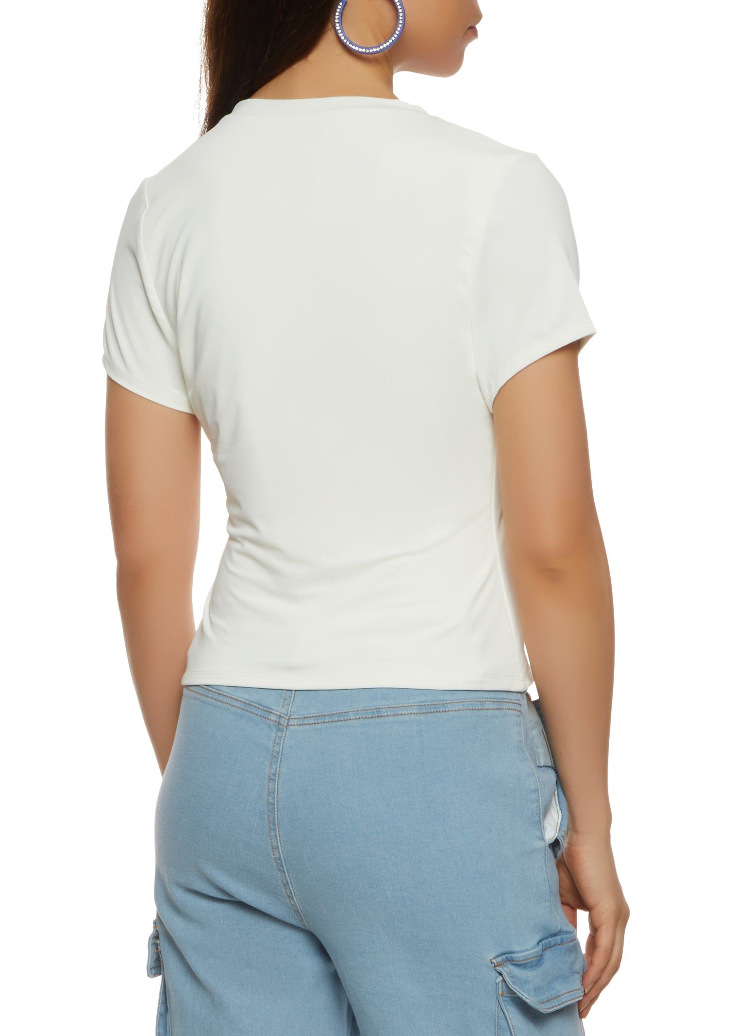 Short Sleeve V Neck Half Button Top sold by Rainbow product image thumbnail 2